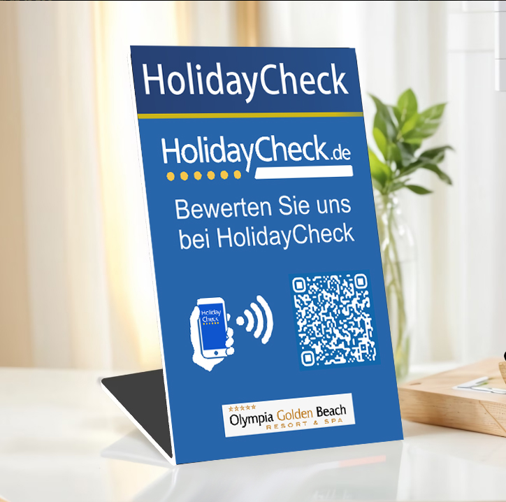 Σταντ A5 HolidayCheck — πραγματική φωτογραφία προϊόντος NewTap